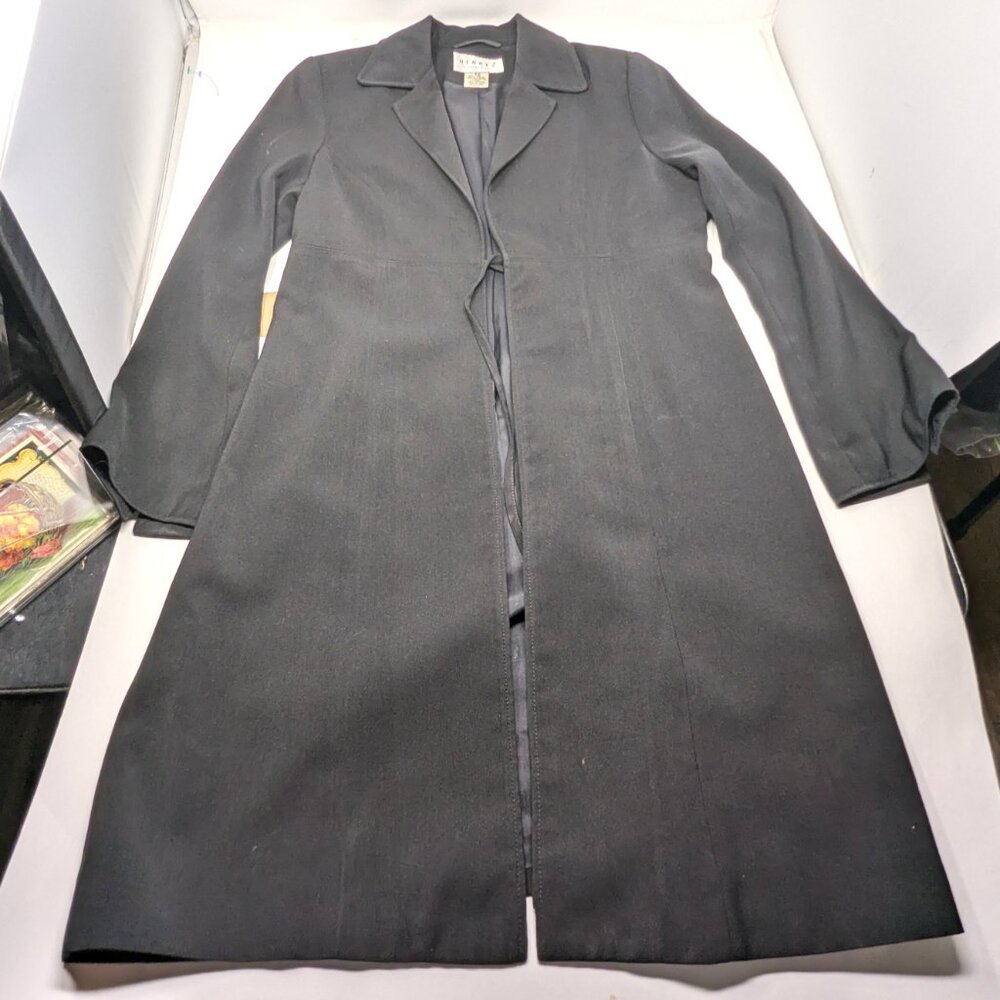 VTG 90s Hennes H&M Womens Long Blazer Jacket Black Sz Med Princess Cut A-Line - Picture 10 of 16
